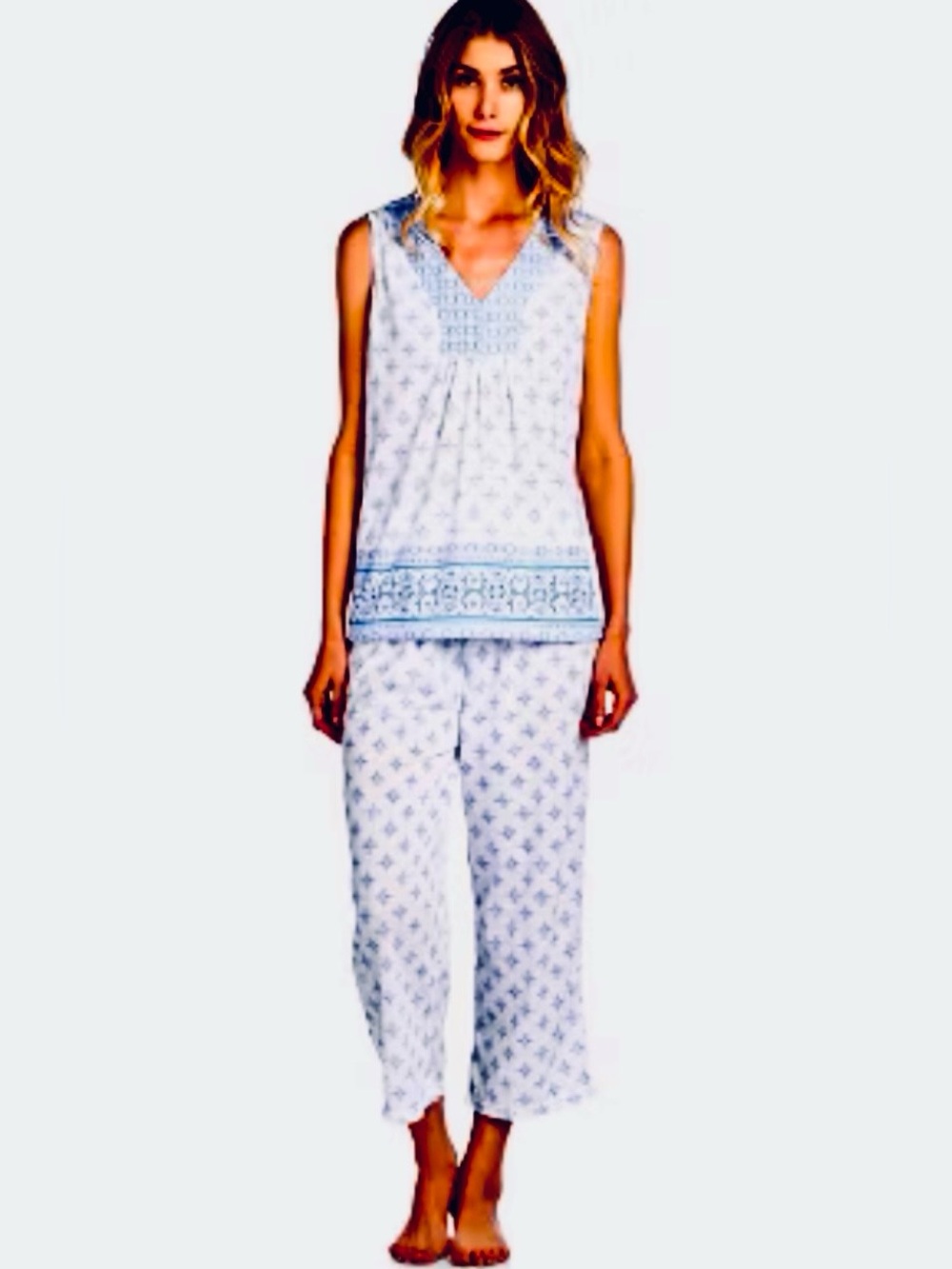 NWOT Croft and Barrow Sleeveless  Geometric Floral  Capri Pajama size Large